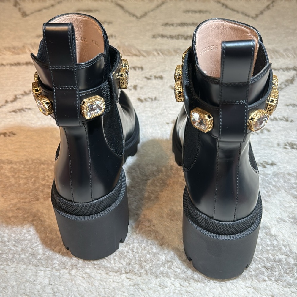 Gucci Trip Embellished Block Heel Chelsea Boots - Picture 9 of 15